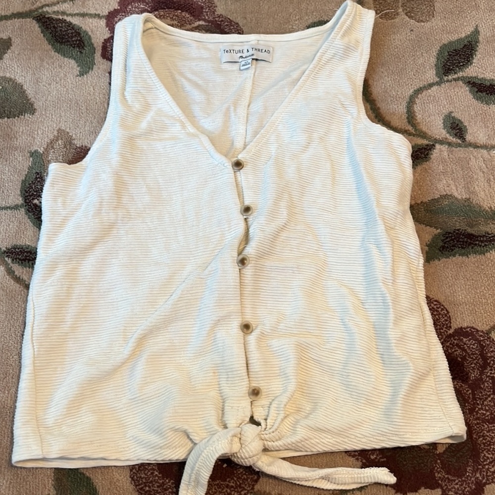 Madewell Texture & Thread button tie front tank